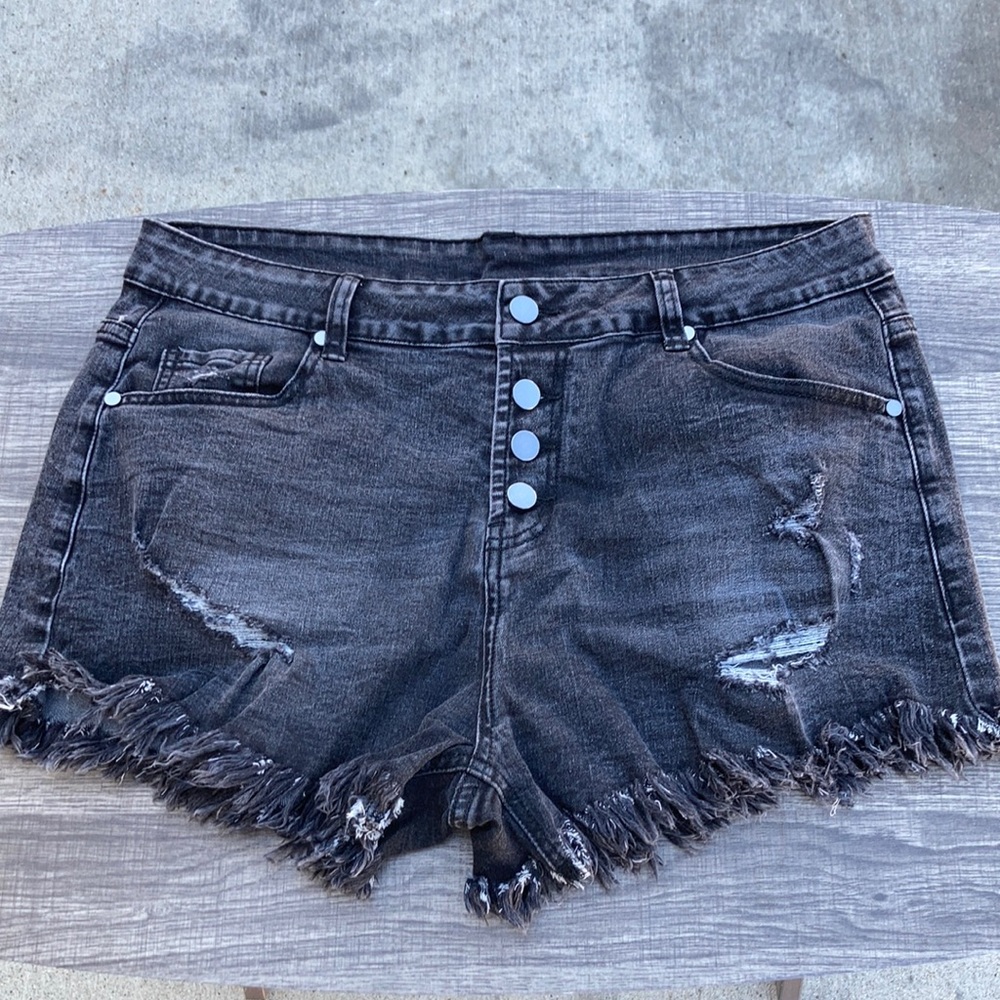 Black cutoff jean shorts